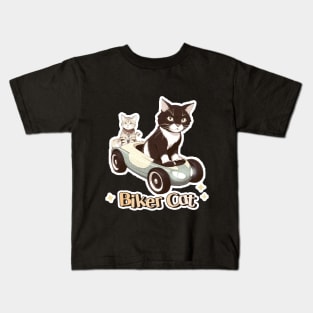 Biker Cat,Racer Cat Kids T-Shirt